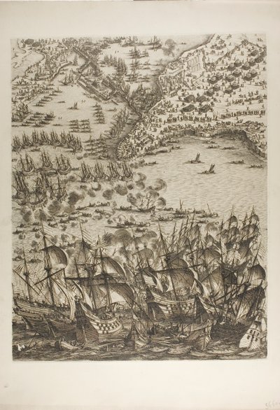 Plate fem fra The Siege of La Rochelle av Jacques Callot