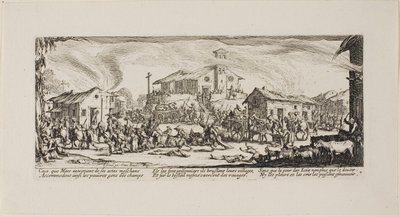 Plundering and Burning a Village, plate syv fra The Miseries of War av Jacques Callot