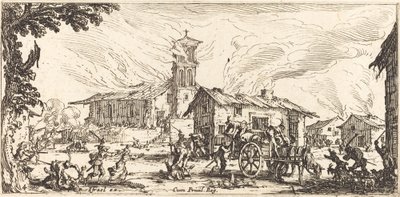 Herjer og brenner en landsby av Jacques Callot