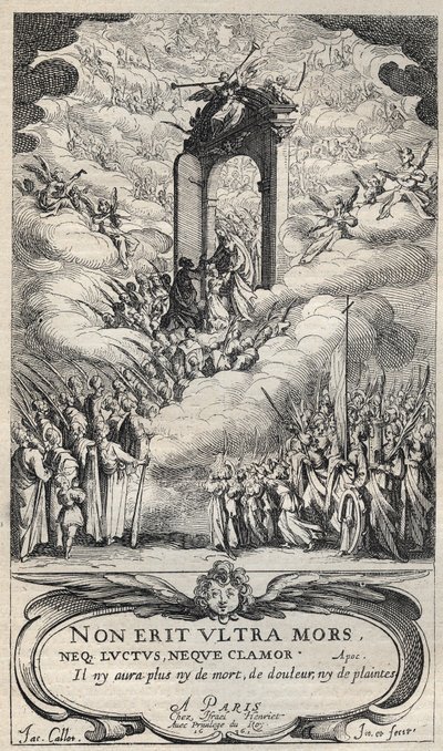 Hellige og helgener som skynder seg på døren til Paradiset - komposisjon og gravering av Jacques Callot (1592-1635) av Jacques Callot