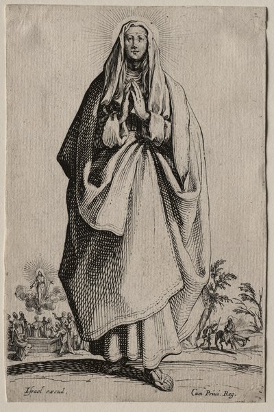 Hellige av den salige jomfru Maria av Frelseren Icons/Les Grands Apôtres (De store apostlene): La Sainte Vierge (Den hellige jomfru) av Jacques Callot