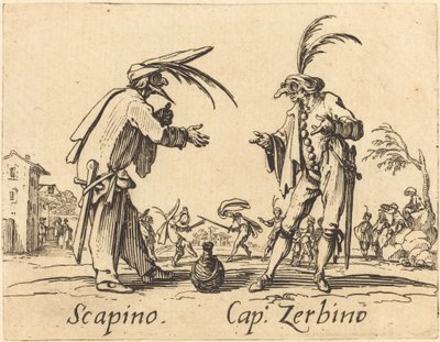 Scapino og Cap. Zerbino, ca. 1622. av Jacques Callot