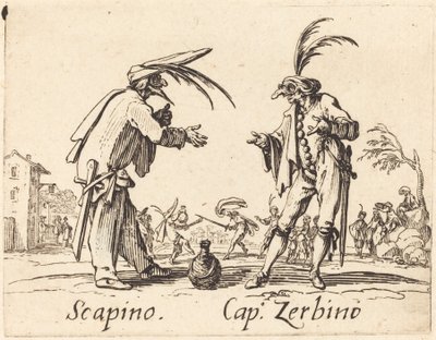 Scapino og Cap. Zerbino, ca. 1622. av Jacques Callot