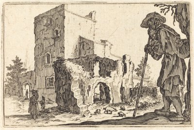 Hyrde og ruiner, ca. 1622. av Jacques Callot