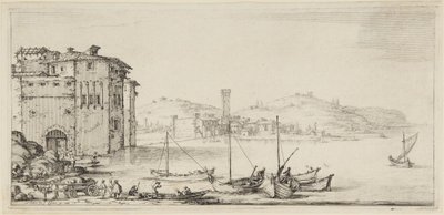 Skip som lastes, fra serien Diverse Vedute Designate in Fiorenza (Ulike landskap tegnet i Firenze) av Jacques Callot
