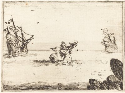 Sirene mellom to skip, 1628. av Jacques Callot