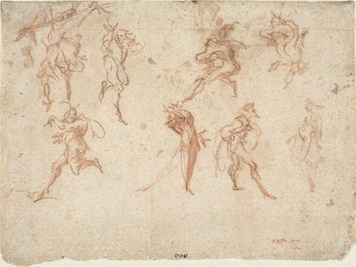 Skisser for Balli di Sfessania (recto) Sketcher of Dancers (verso) av Jacques Callot