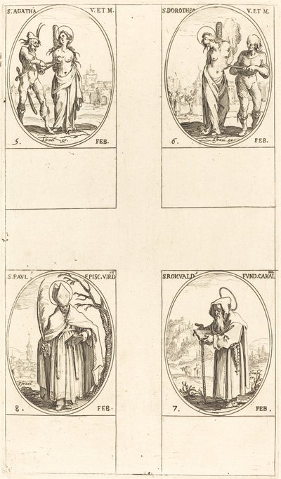 St. Agatha; St. Dorothy; St. Romuald av Ravenna; St. Paul, biskop av Verdun av Jacques Callot