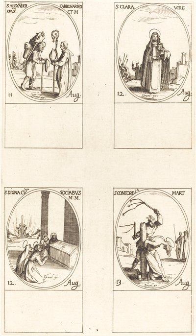 St. Alexander Carbonarius; St. Clare; St. Digna og ledsagere; St. Concordia av Jacques Callot