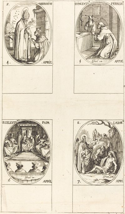 St. Ambrosius; St. Vincent Ferrer; St. Celestin; St. Lasarus av Jacques Callot