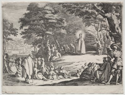 St. Amo Preaching in a Wood av Jacques Callot