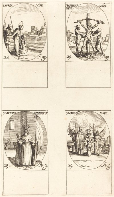 St. Aurea; St. Bartolomeus; St. Louis; St. Genesius av Jacques Callot