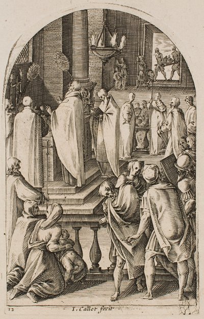 Sankt Basil feirer messens offer, fra serien «Bilder fra Roma» av Jacques Callot