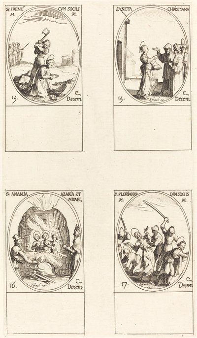 St. Bibiana; St. Birinus; St. Barbara; St. Sabbas av Jacques Callot