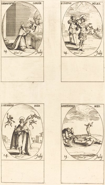 St. Bonaventura; St. Justus; St. Henrik, keiser; St. Antiokus av Jacques Callot