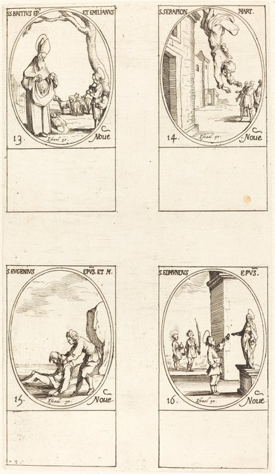 St. Brice; St. Serapion; St. Eugenius; St. Edmund av Jacques Callot