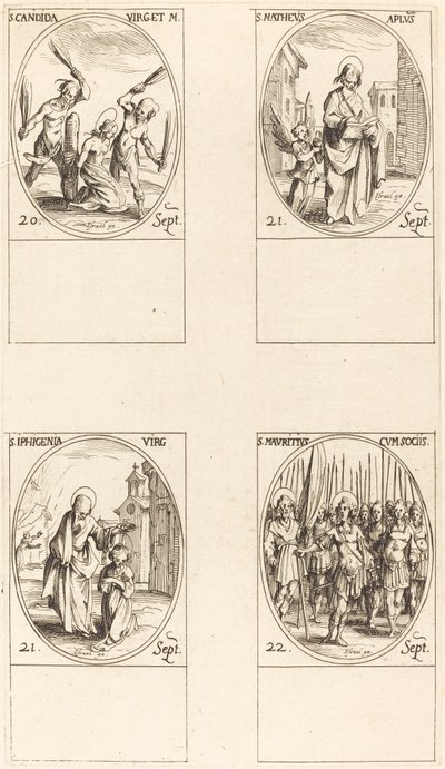 St. Canida; St. Matteus; St. Ipigenia; St. Maurice og ledsagere av Jacques Callot