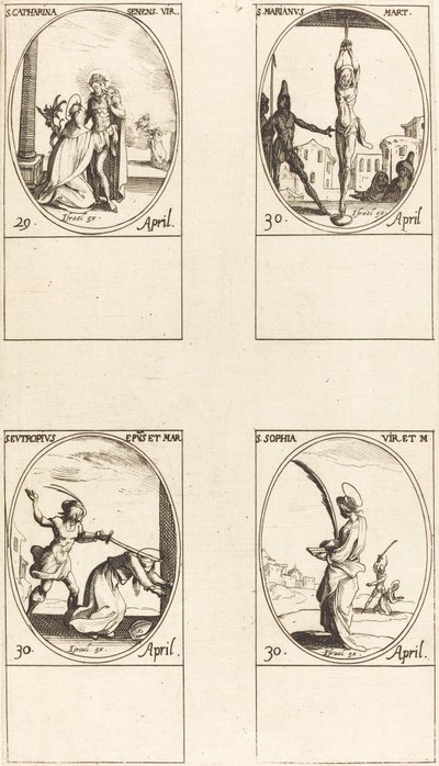 St. Catharine av Siena; St. Marian; St. Eutropius; St. Sophia av Jacques Callot