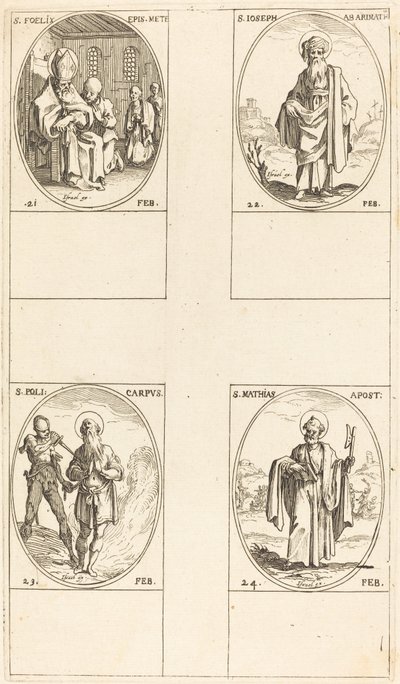 St. Felix; St. Josef av Arimatea; St. Polycarpe; St. Mattias, apostel av Jacques Callot