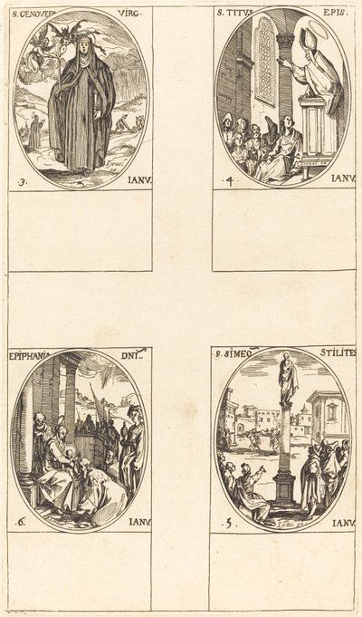 St. Genevieve; St. Titus; St. Simeon-stilitter; Åpenbaring av Jacques Callot