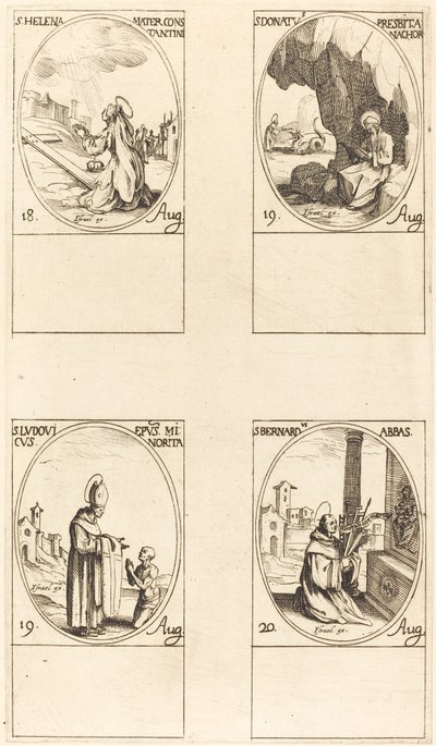 St. Helen, St. Donatus, St. Ludovicus, Biskop, St. Bernard. av Jacques Callot