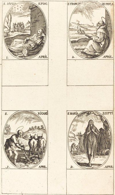 St. Hugo; St. Frans av Paula; St. Maria av Egypt; St. Richard av Jacques Callot