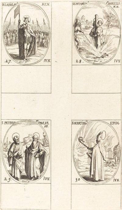 St. Ladislas, Sts. Potamiana og Marcella, Sts. Peter og Paulus, apostler, St. Martial. av Jacques Callot