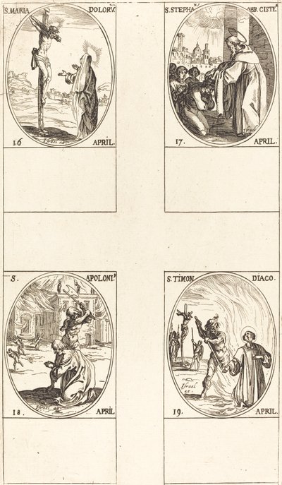 St. Maria Doloru; St. Stephen, Abbed; St. Apollo; St. hjul av Jacques Callot