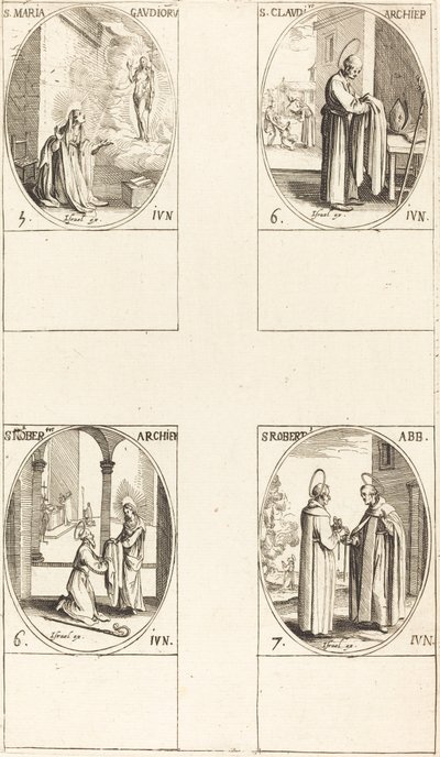 St. Maria Gaudioru, St. Claudius, St. Norbert, St. Robert. av Jacques Callot