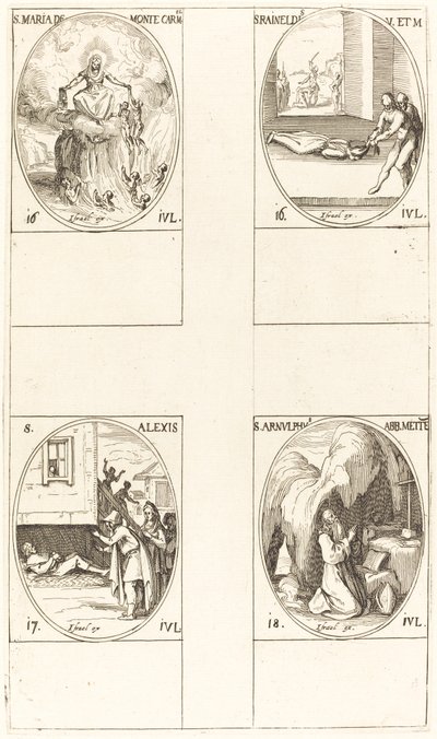 St. Mary av Mont Carmel; St. Raineldis; St. Alexis; St. Arnold av Metz av Jacques Callot