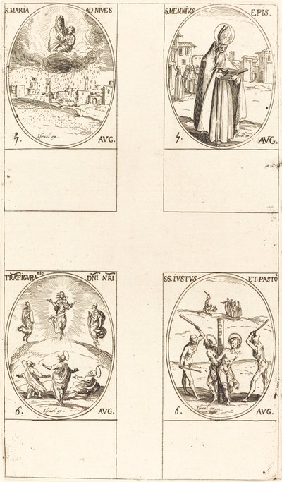 St. Mary of Snow; St. Memmius, biskop; Transfigurasjonen; Sts. Justus og pastor av Jacques Callot