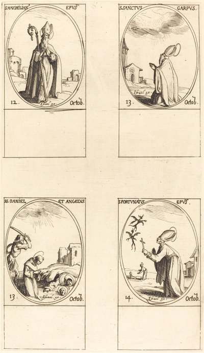 St. Maximilian; St. Carpus; St. Daniel og Angelus; St. Fortunatus av Jacques Callot