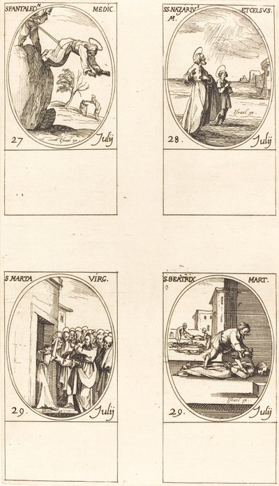 St. Pantaleon, Sts. Nazarius og Celsus, St. Martha, St. Beatrice. av Jacques Callot