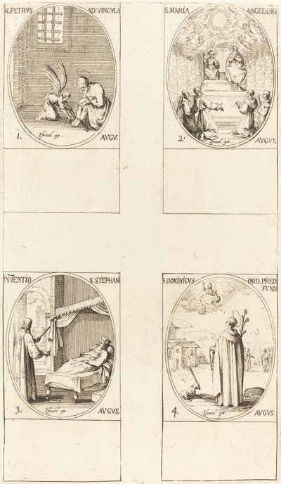 St. Peter, apostel; St. Mary of Angels; Oppdagelsen av kroppen til St. Stephen; St. Dom av Jacques Callot