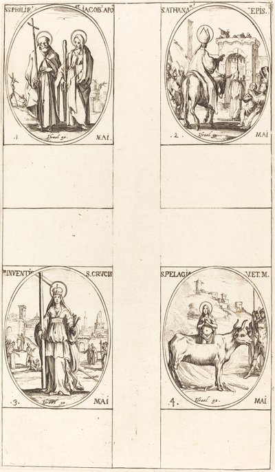 St. Filip og Jakob den Mindre, apostler; St. Athanasius; Oppfinnelsen av korset; av Jacques Callot