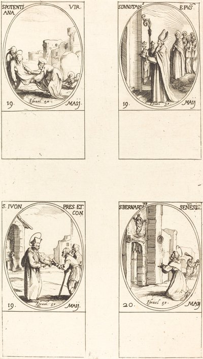 St. Potensiell; St. Dunstan; St. Yves; St. Bernardinus av Siena av Jacques Callot