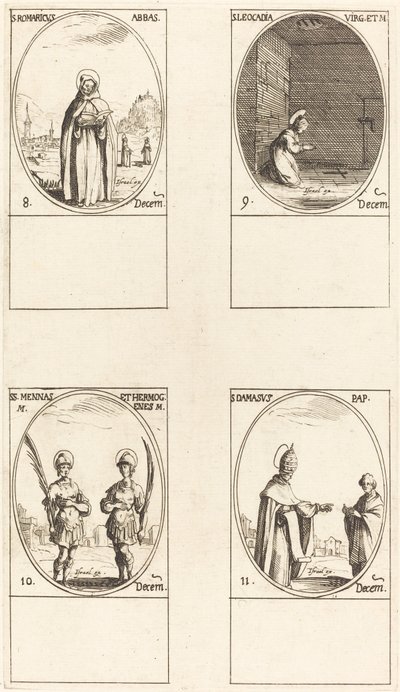 St. Romaricus; St. Leocadia; Sts. Mennas og Hermogenes; St. Damasus av Jacques Callot