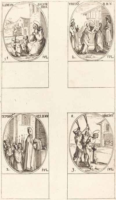 St. Simeon Salus; Besøket; Deponering av jomfruens klær; St. Hiacintus av Jacques Callot