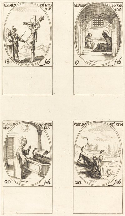 St. Simeon; St. Gabinius; St. Eucharius; St. Silvanus av Jacques Callot