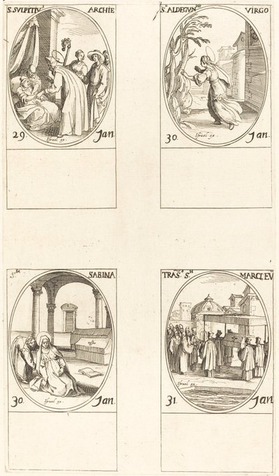St. Sulpicius; St. Aldegondes; St. Sabina; St. Markus kall av Jacques Callot