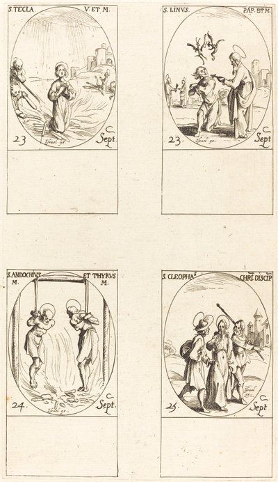 St. Thecla; St. lin; Hellige Andochius og Thyrsus; St. Cleophas av Jacques Callot