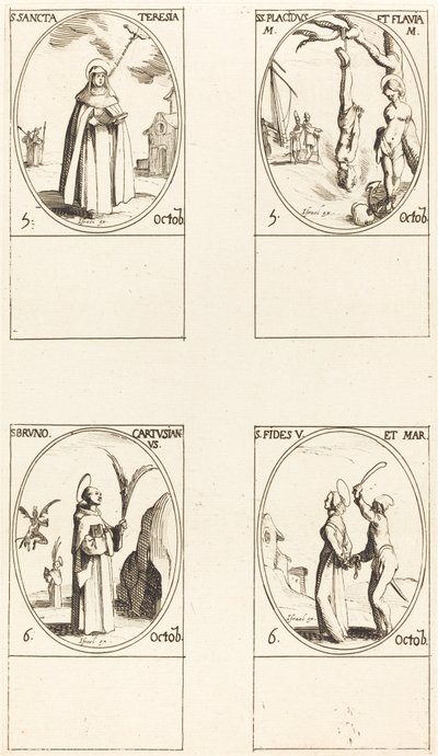 St. Theresa; St. Placidus og Flavia; St. Bruno; St. Faith av Jacques Callot