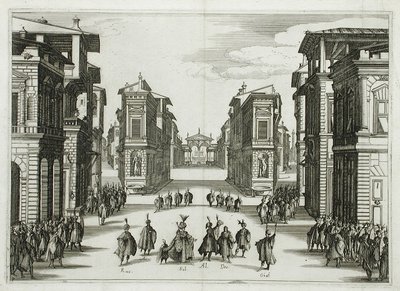 Scenedesign til «Il Solimano», akt IV av Jacques Callot