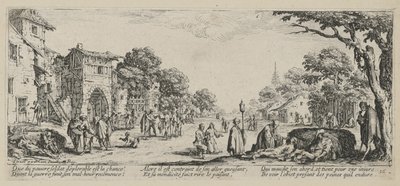 Døende ved veikanten, blad 16 i serien "Krigens redsler" av Jacques Callot