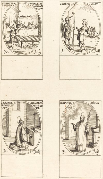 Hellige Donatilla, Greatest & Second; St. Fabius; St. John Colombini; St. Ignatius av Loyola av Jacques Callot