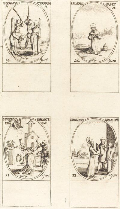 Sts. Gervase & Protase; St. Silverius; St. Eusebius av Samosata; St. Paulinus av Nola av Jacques Callot