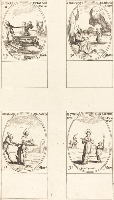 Sts. Jonas & Barachisius; St. Louis John Climacus, abbed; St. Louis Benjamin; Sts. Quirinus & Bal av Jacques Callot