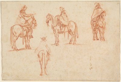 Studie av fire ryttere av Jacques Callot