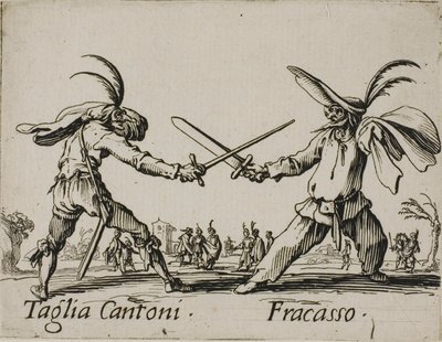 Taglia Cantoni - Fracasso, tallerken 24 fra Balli di Sfessania av Jacques Callot
