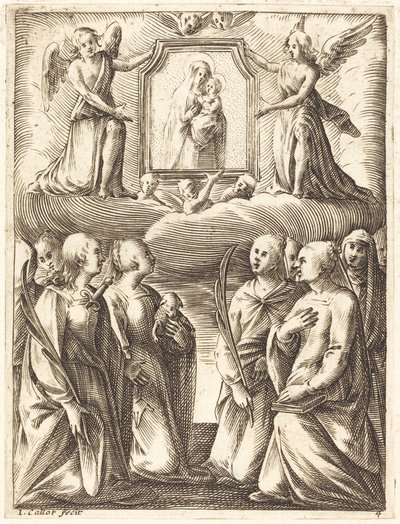 Tilbedelsen av jomfruen og barnet av Jacques Callot